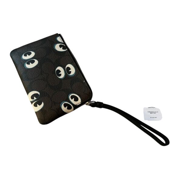 COACH Corner Zip Halloween Eyes Wristlet New with Tag MSRP $199 SOO very rare - Picture 6 of 7